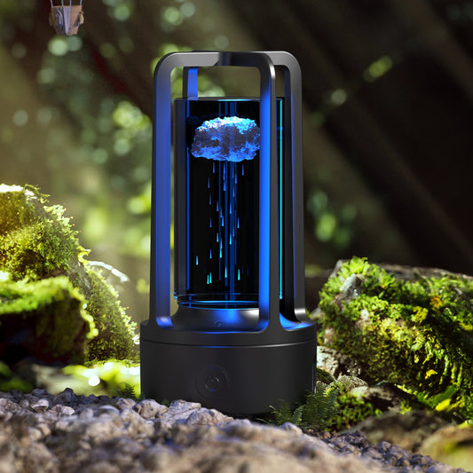 2-en-1 Lampe de bureau noire en cristal naturel avec veilleuse et haut-parleur Bluetooth