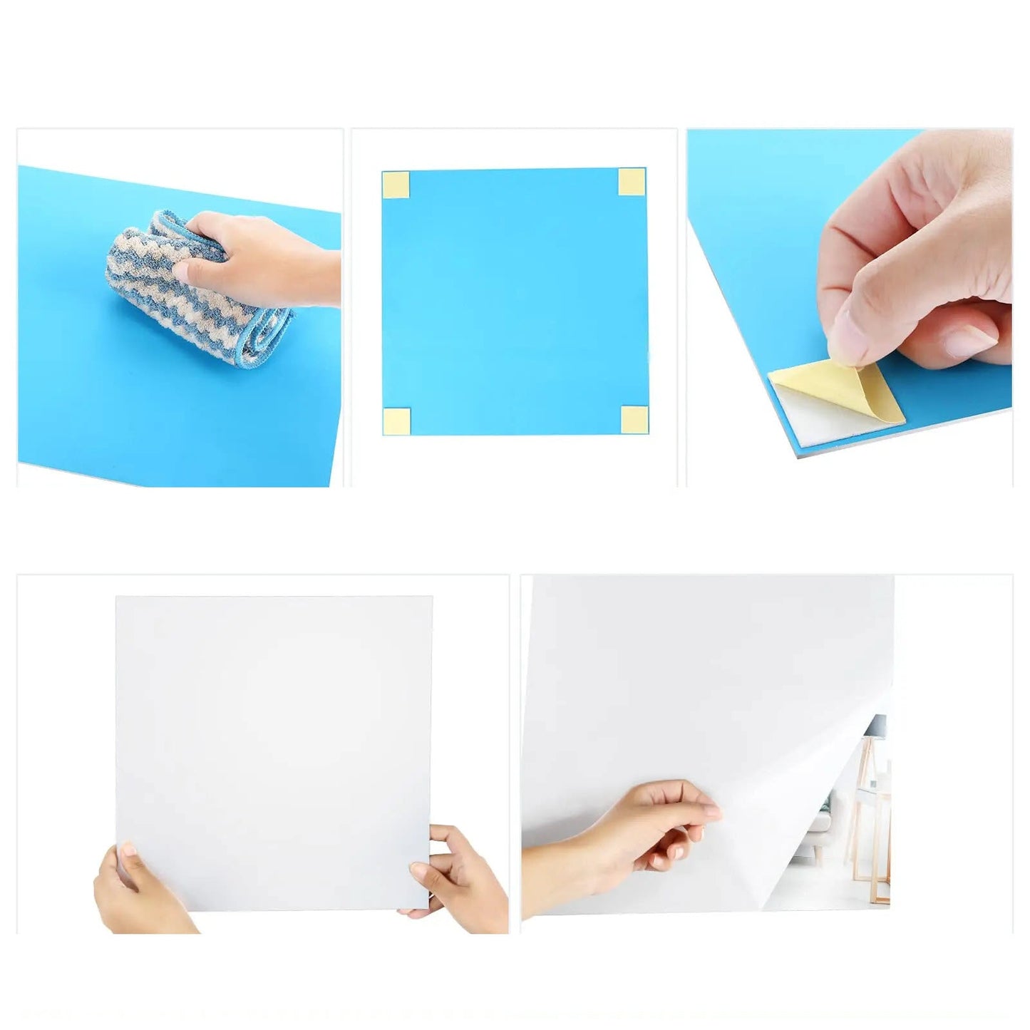 4PCs Miroir en verre HD auto-adhésif : Sûr et facile à installer