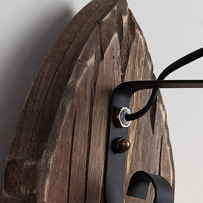 Floroux Vintage Lampe murale en bois | Abat-jour en fer | Style ferme | Parfait pour salle à manger