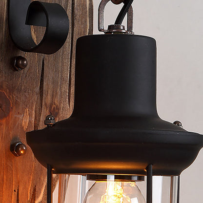 Floroux Vintage Lampe murale en bois | Abat-jour en fer | Style ferme | Parfait pour salle à manger