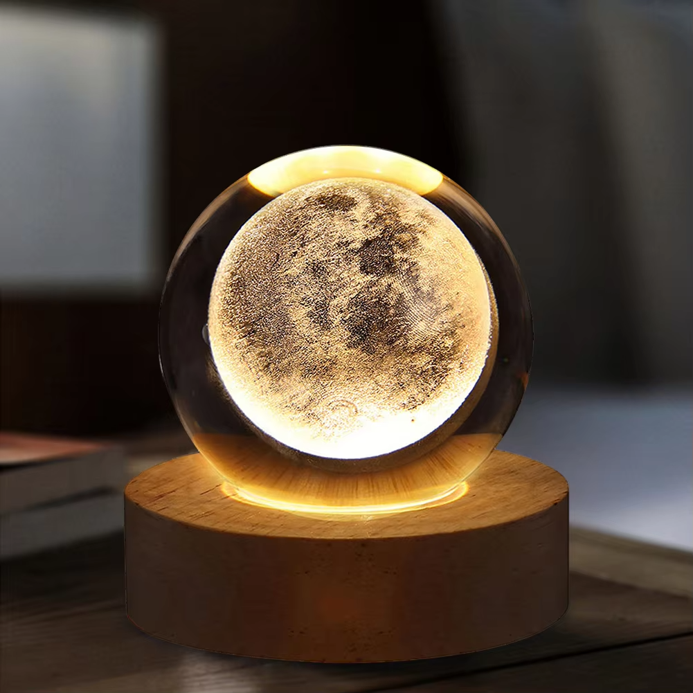 GALAXIE Éblouissante - Lampe à Crystal 3D avec Projections Planétaires - Éclairage USB Ambiance Cozy