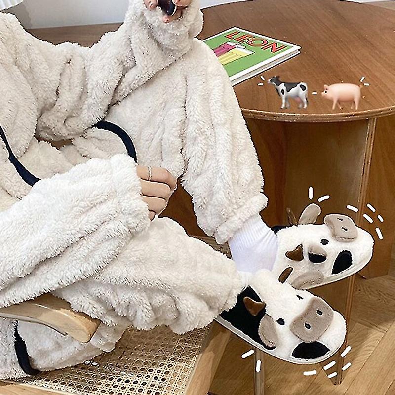 CozyCows - Luxe Chaleur Pantoufles avec Semelle Antidérapante