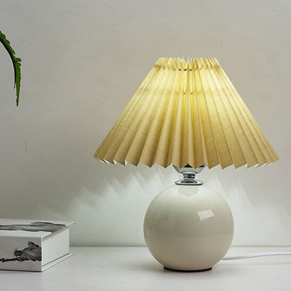 Floroux Pleated Design Table Lamp | Ceramic Base | Ambient Light | Minimalist Design | Interior Decorator