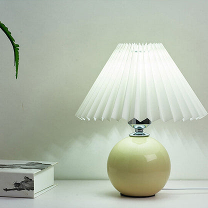 Floroux Pleated Design Table Lamp | Ceramic Base | Ambient Light | Minimalist Design | Interior Decorator