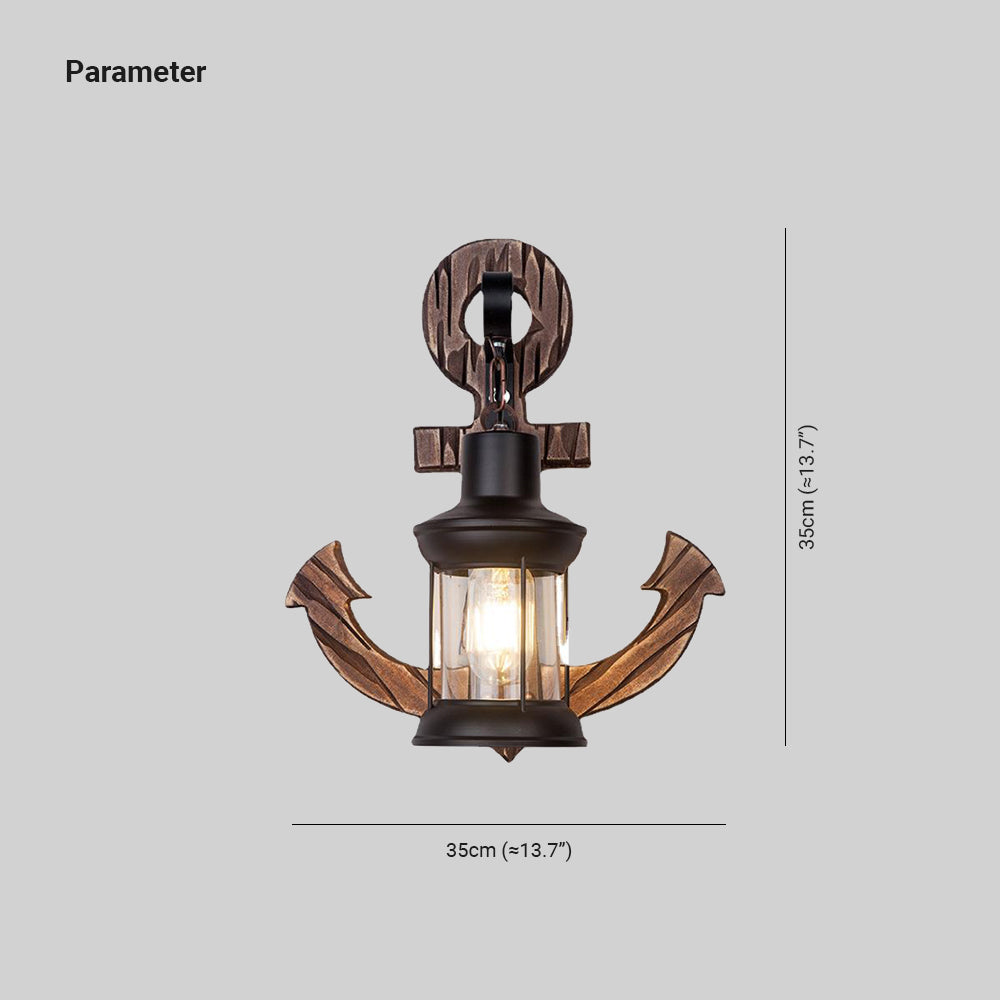 Austin Vintage LED Applique Murale – Ancre, Salle à Manger/Salle de Séjour, Métal/Bois