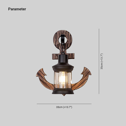 Austin Vintage LED Applique Murale – Ancre, Salle à Manger/Salle de Séjour, Métal/Bois