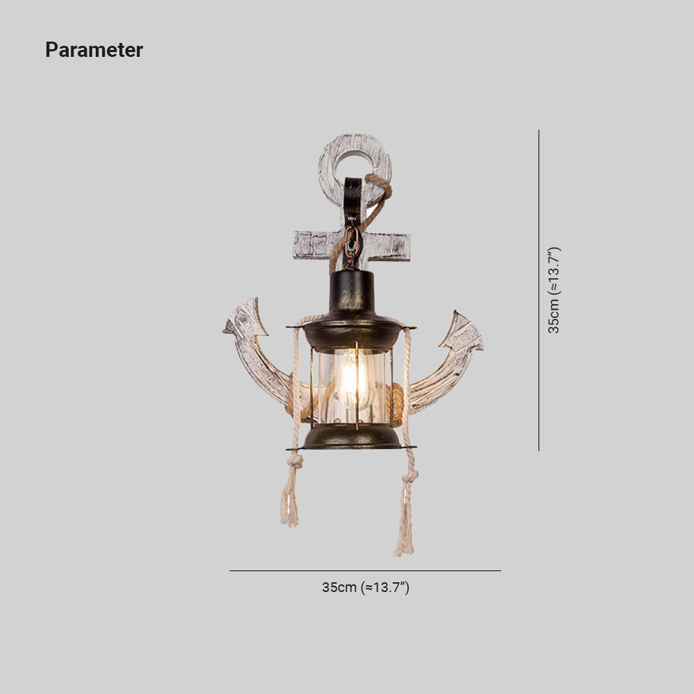 Austin Vintage LED Applique Murale – Ancre, Salle à Manger/Salle de Séjour, Métal/Bois