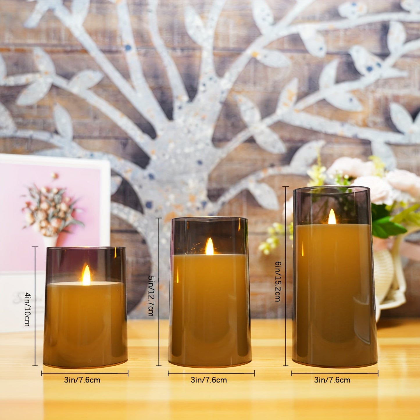 FlamelessGlow – Bougie LED Grise avec Minuteur