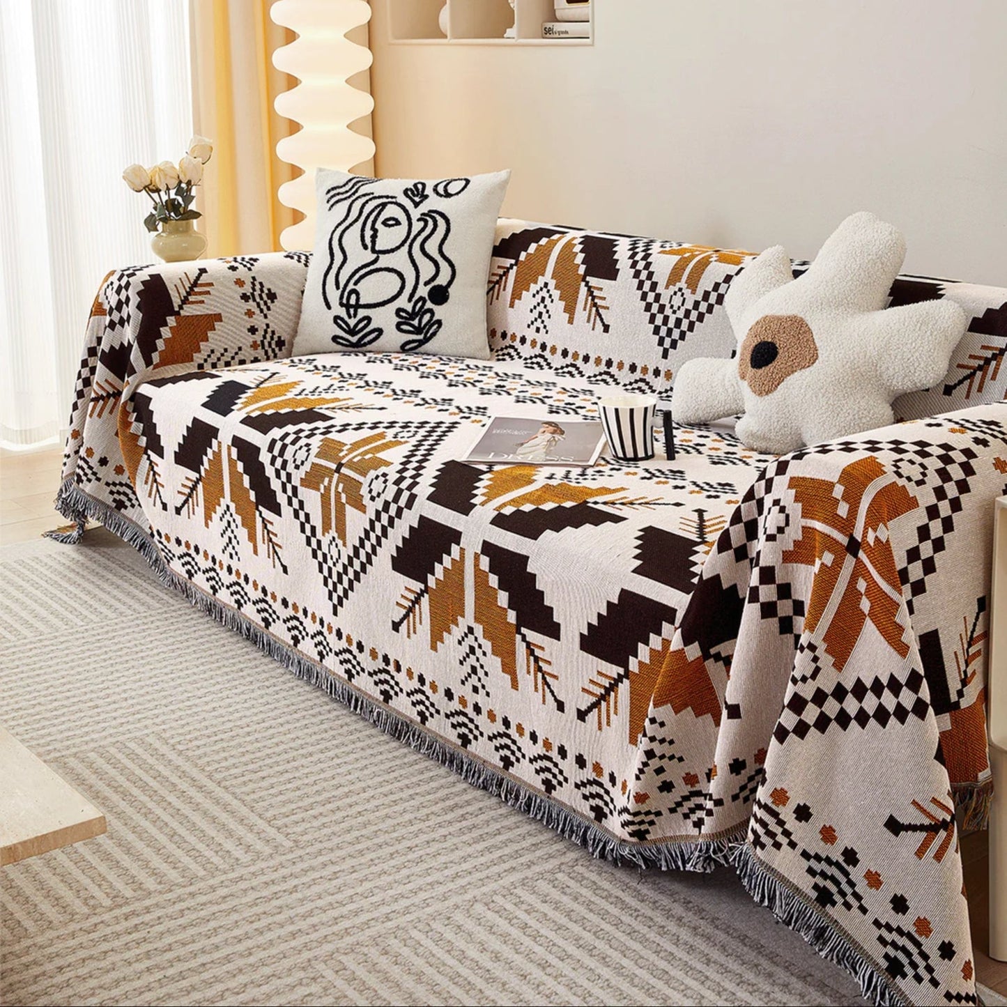 Couverture de canapé/canapé boho en érable d'automne pour camping