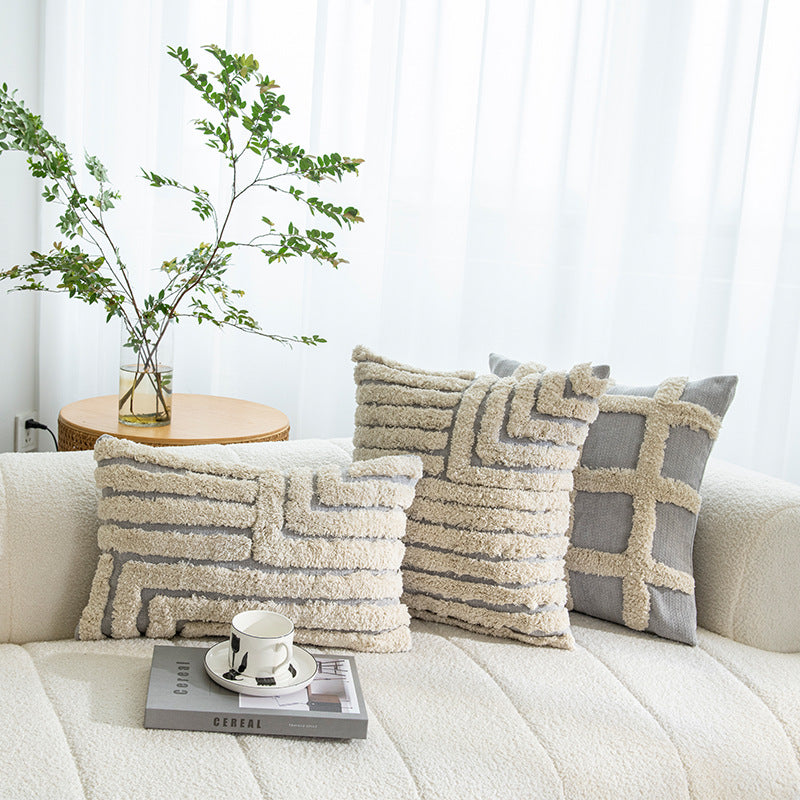 Couvre-oreiller en velours moderne tufté