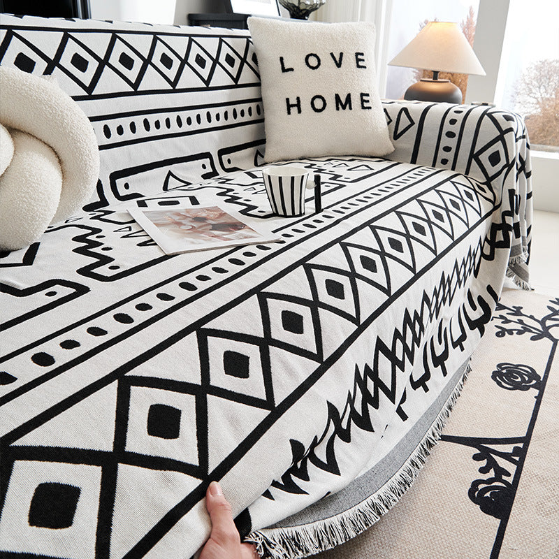 Couverture en jeté pour canapé/sofa Bohemia noir