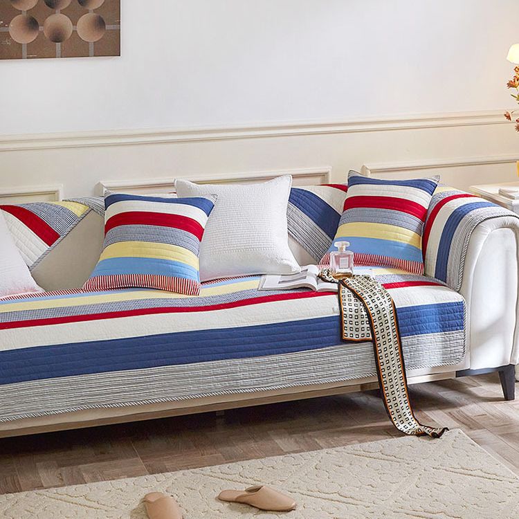 Coussin en coton à rayures rétro pour canapé