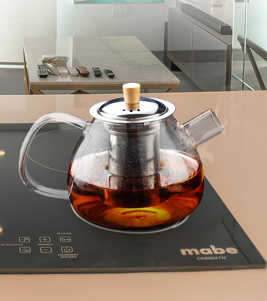 TeaFusion - Théière élégante avec filtre et support de chauffage