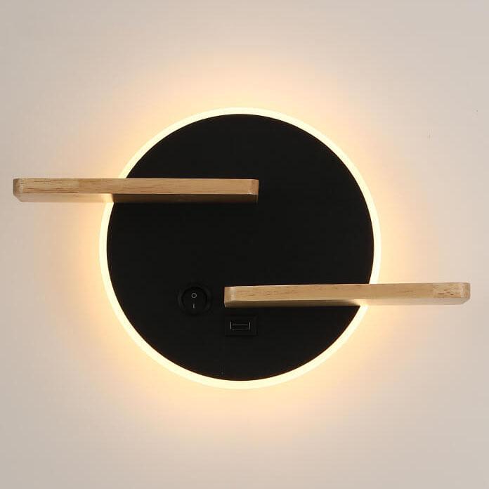 Floroux Creative Applique Murale Ronde Plate LED 1 Lumière Avec Port USB Et Interrupteur