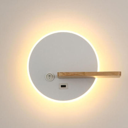 Floroux Creative Applique Murale Ronde Plate LED 1 Lumière Avec Port USB Et Interrupteur