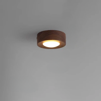 Plafonnier WoodAura - Éclairage en Noyer avec Spot LED Moderne