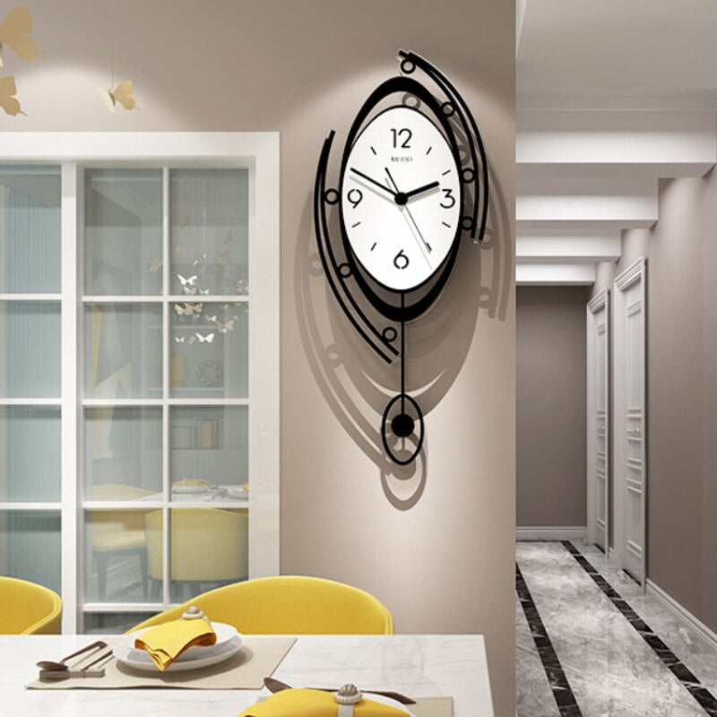 Horloge murale élégante en vinyle noir