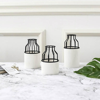 Fer-Ceramic Floroux Vase Design | Modern Grid Pattern | Elegant Decoration | For Living Room & Office