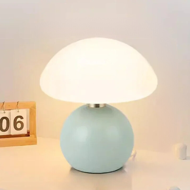 Floroux – Lampe de table en céramique moderne crème en forme de champignon pour un éclairage convivial