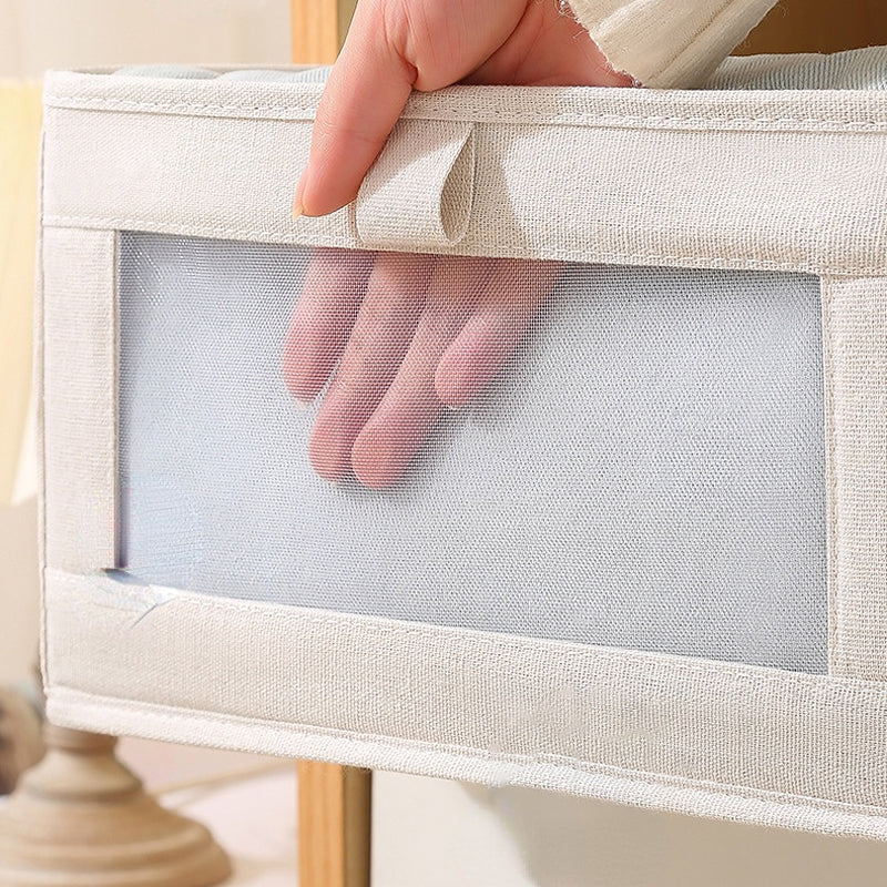 Boîte de rangement en coton avec fenêtre de visualisation