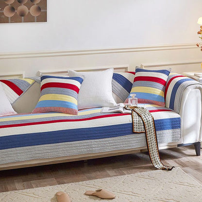 Coussin de canapé en coton à rayures rétro