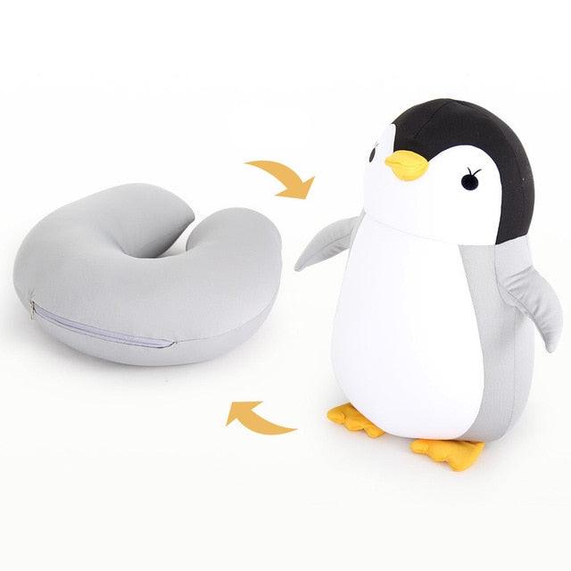 Floroux - Oreiller de cou pingouin mignon pour un voyage confortable et des câlins douillets