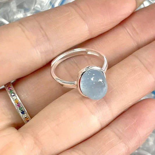 Bague Argent Élegante Nerida avec Pierre Précieuse Aquamarine