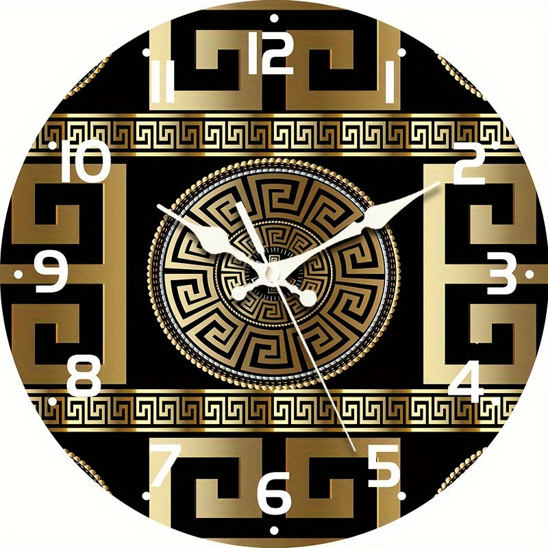 Horloge murale en bois Floroux - Design de clé grecque, mécanisme à quartz
