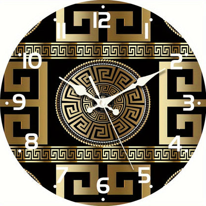 Horloge murale en bois Floroux - Design de clé grecque, mécanisme à quartz