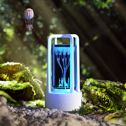 2-en-1 Lumière de nuit en cristal naturel blanc et haut-parleur Bluetooth Lampe de bureau