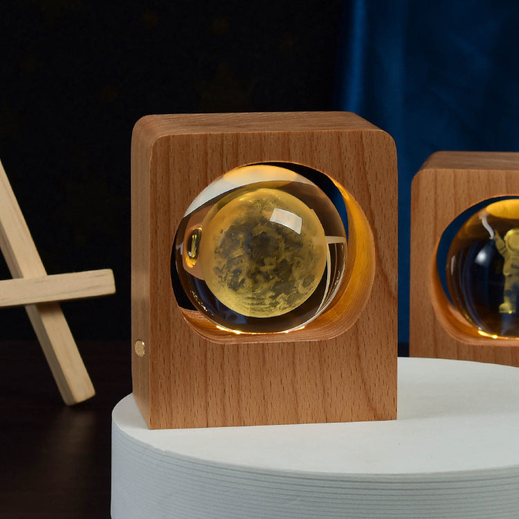 3D Espace Boule de Cristal USB Dimmable Luminaires de Nuit