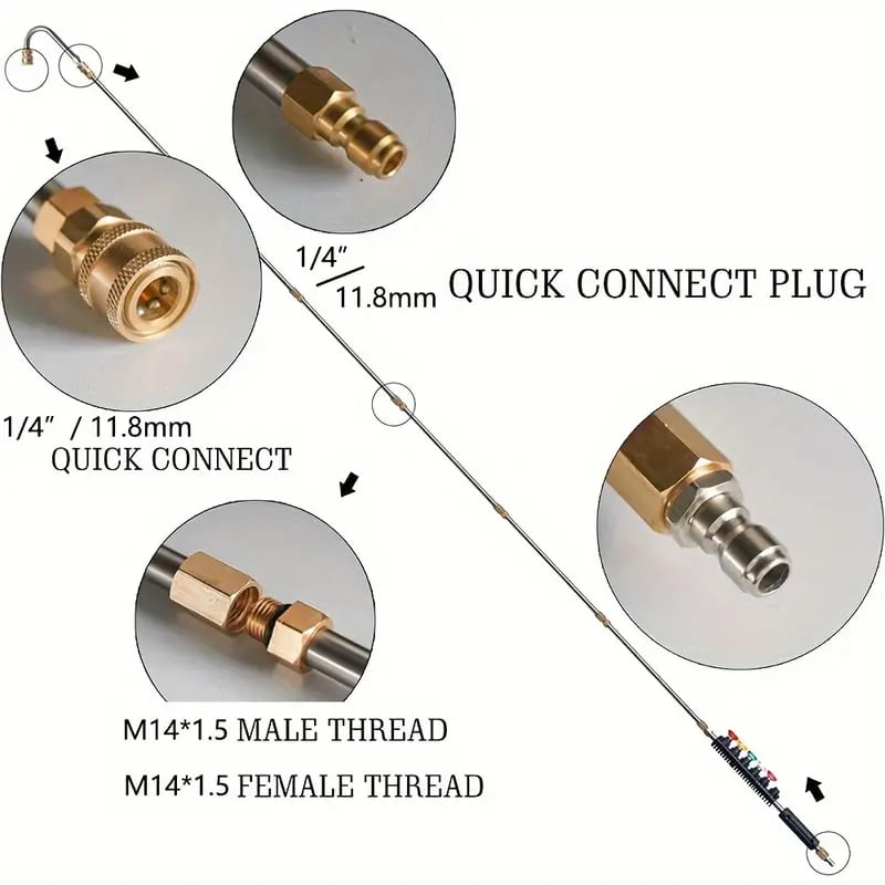 Kit de lance télescopique pour nettoyeur haute pression 4000 PSI pour un nettoyage facile des gouttières, toits et murs