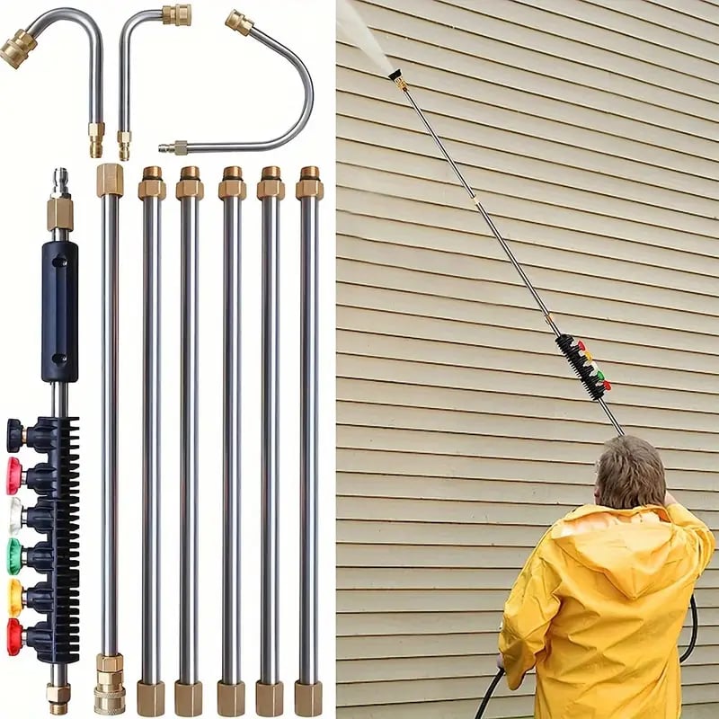 Kit de lance télescopique pour nettoyeur haute pression 4000 PSI pour un nettoyage facile des gouttières, toits et murs
