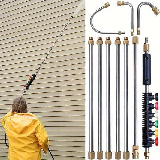Kit de lance télescopique pour nettoyeur haute pression 4000 PSI pour un nettoyage facile des gouttières, toits et murs