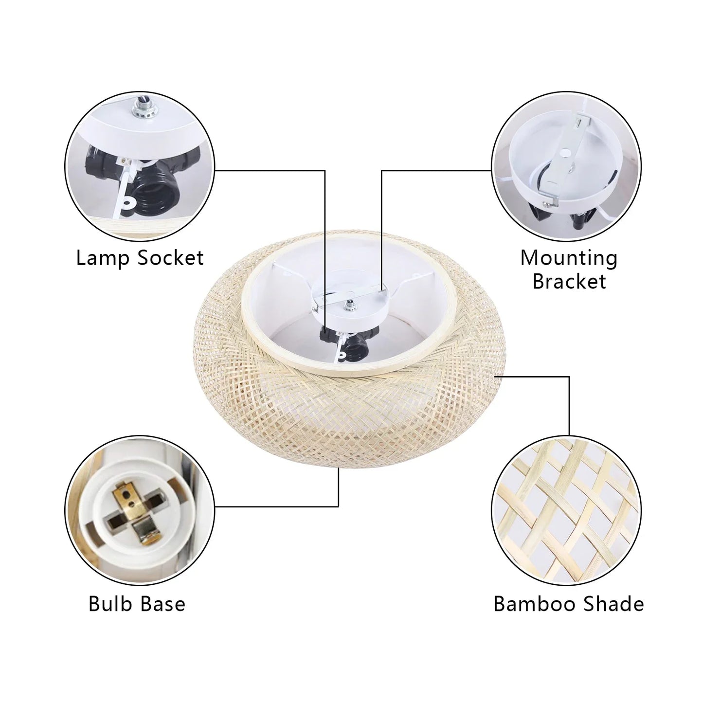 Floroux - Lampe de plafond encastrable en bambou