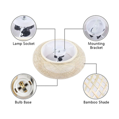 Floroux - Lampe de plafond encastrable en bambou