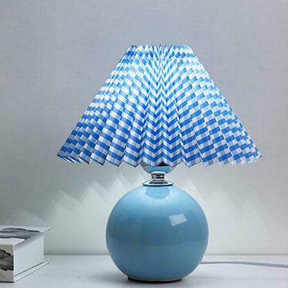 Floroux Pleated Design Table Lamp | Ceramic Base | Ambient Light | Minimalist Design | Interior Decorator