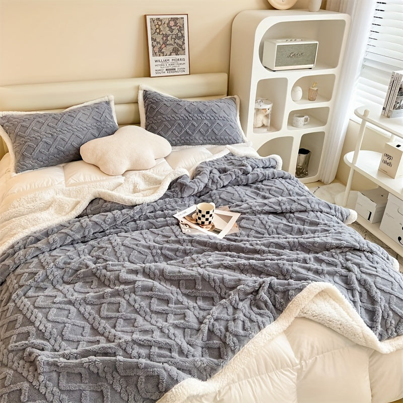 Couverture en Fleece Double Face Vintage Luxe - Indispensable pour l'Hiver