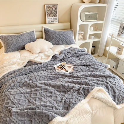 Couverture en Fleece Double Face Vintage Luxe - Indispensable pour l'Hiver