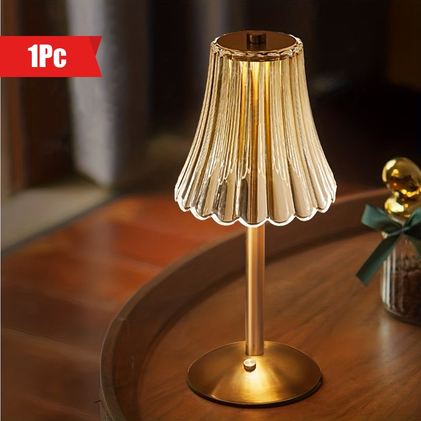 Crystaluxe Lampe - Ampoule LED en Cristal de Table avec Fonction Tactile