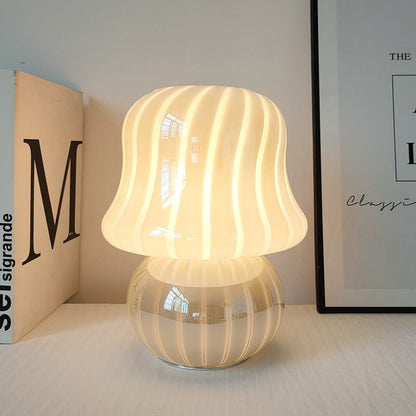 Floroux Lampe de Table en Verre | Design Français | Fait Main | Forme de Champignon | Décoration & Éclairage