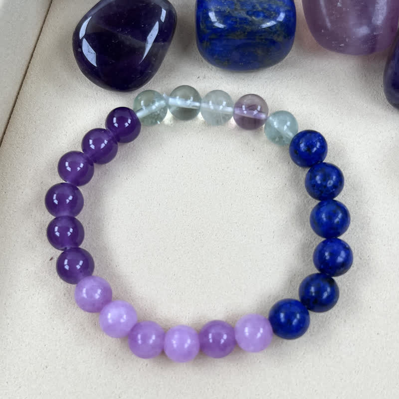 Bracelet anti-anxiété Aurora avec améthyste, lépidolite et lapis-lazuli