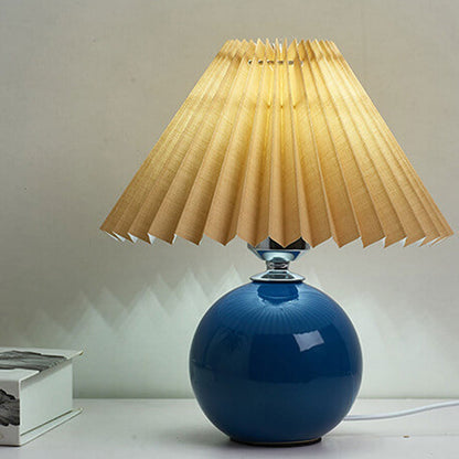 Floroux Pleated Design Table Lamp | Ceramic Base | Ambient Light | Minimalist Design | Interior Decorator
