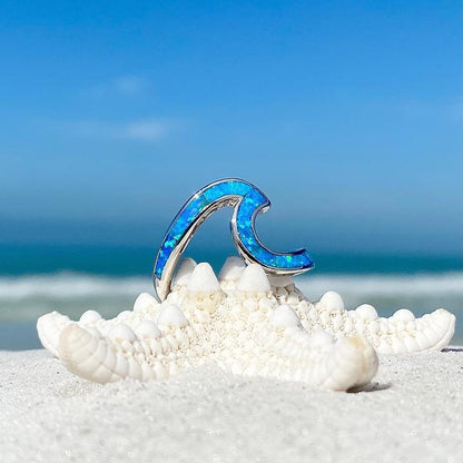 Bague Élégante Ondina Argent Vague Marine