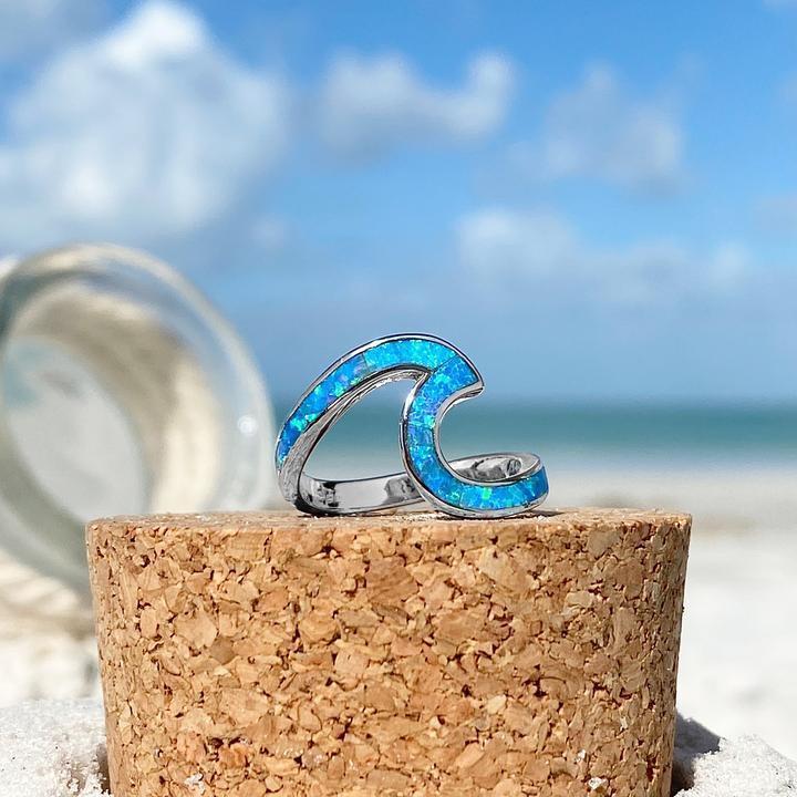 Bague Élégante Ondina Argent Vague Marine