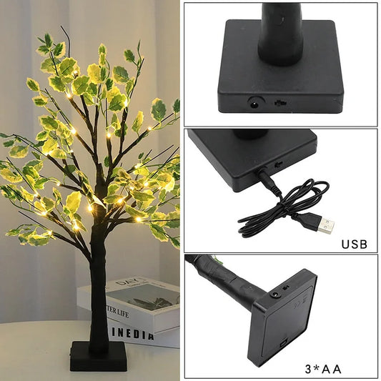 Floroux Feuilles Vertes LED Arbre Lumières