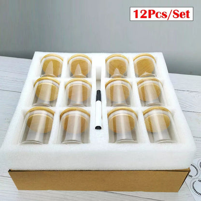 Set de bocaux en verre de 12 pièces avec couvercle en bambou