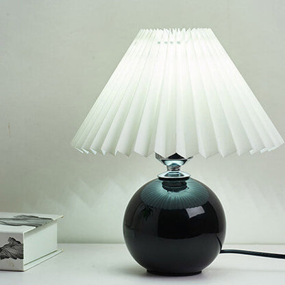 Floroux Pleated Design Table Lamp | Ceramic Base | Ambient Light | Minimalist Design | Interior Decorator
