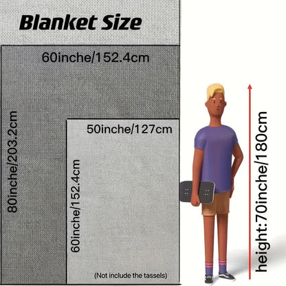 CozyWeave – Couverture Tricotée Élégante avec Franges