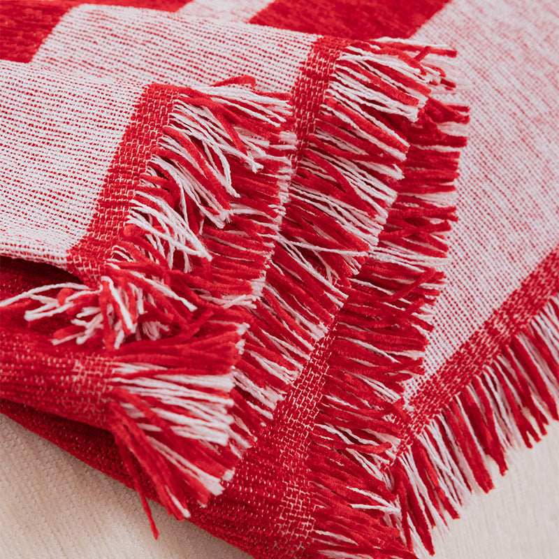 Couverture de canapé/canapé de Noël avec arbre de pin blanc rouge